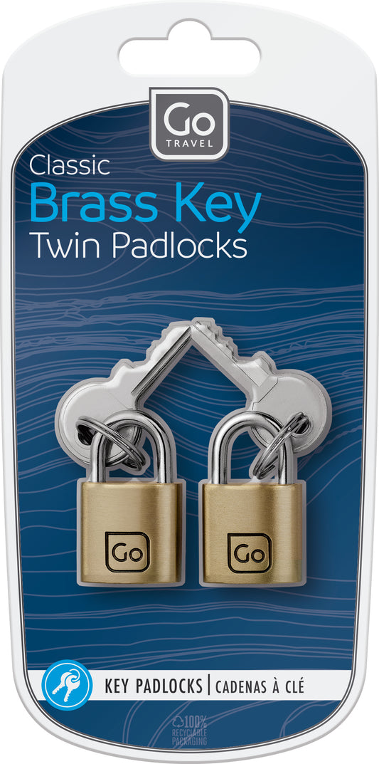 Go Travel Classic Brass Key Twin Padlocks