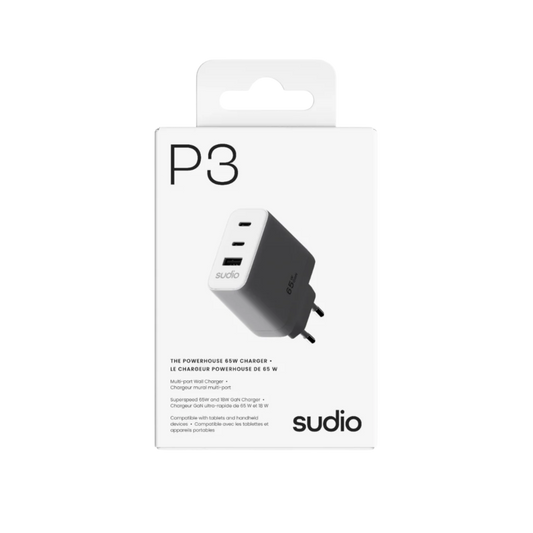 Sudio P3 EU White - Fast Charger 65W 2 x USB - C 1 x USB A