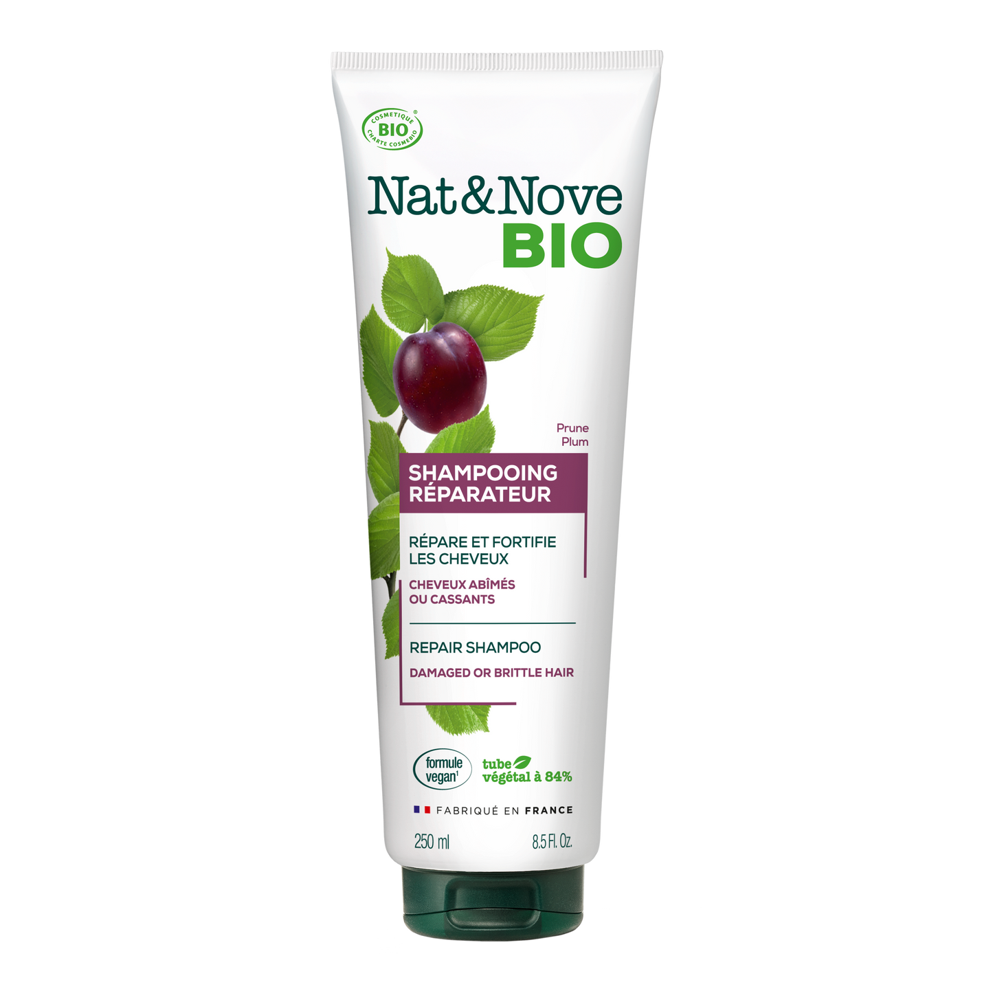 Nat & Nove Bio - Damaged or Brittle Hair Shampoo - Σαμπουάν με δαμάσκηνο για κατεστραμμένα ή εύθραυστα μαλλιά