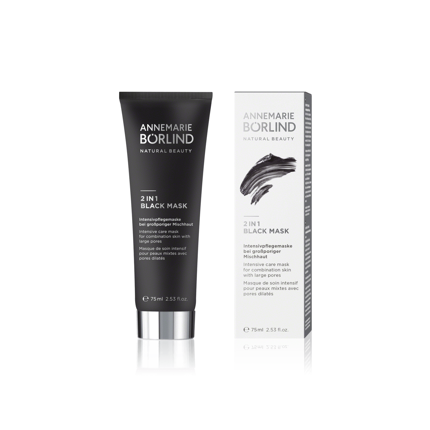 Annemarie Borlind 2 in 1 Black Mask Μάσκα εντατικής φροντίδας για μικτό η λιπαρό δέρμα με διεσταλμένους πόρους