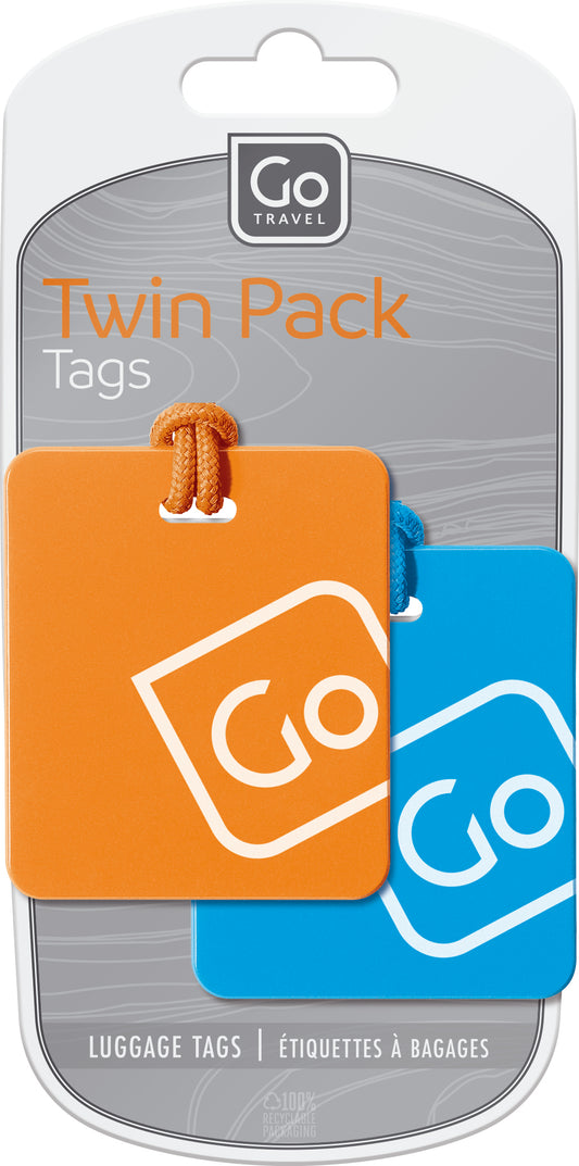 Go Travel Luggage Tags Twin Pack (Blue/Orange)