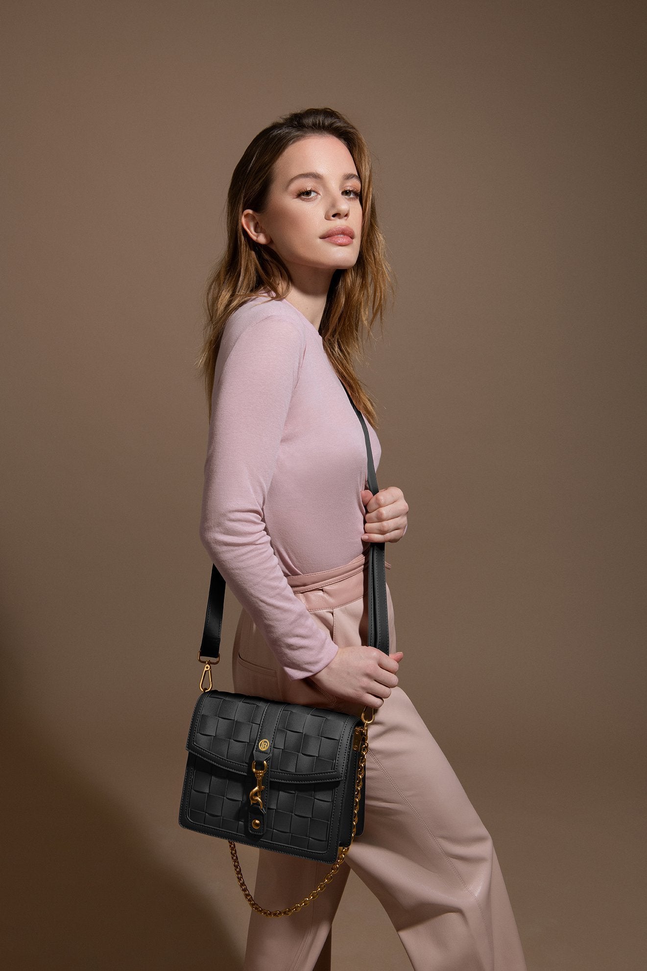 <transcy>LaBante London Daisy Black Vegan Shoulder & Crossbody Bag</transcy>