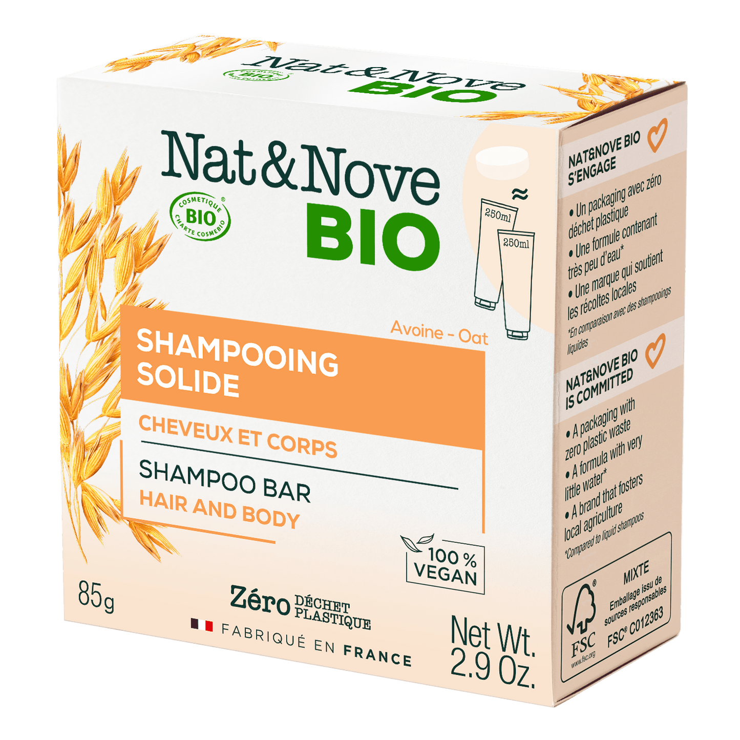 Nat & Nove Bio - Hair & Body Shampoo Bar - Μπάρα σαμπουάν για μαλλιά και σώμα